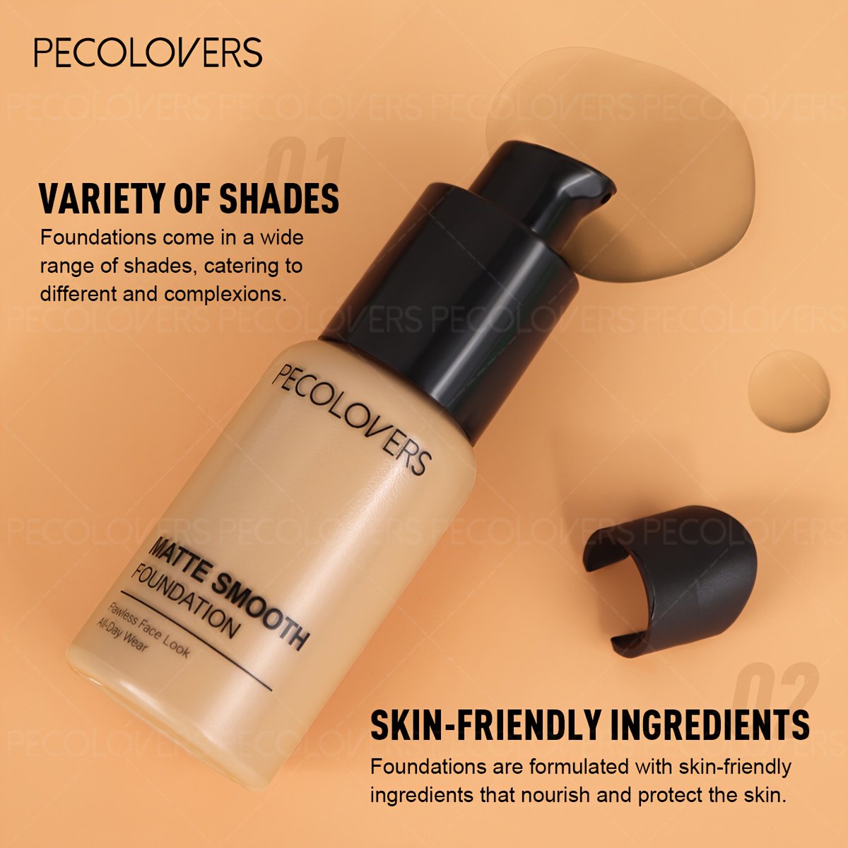 1pc Pro Flawless Liquid Foundation - Full Coverage, Waterproof, Long-Lasting Concealer- Suitable for Daily Use - Image 2