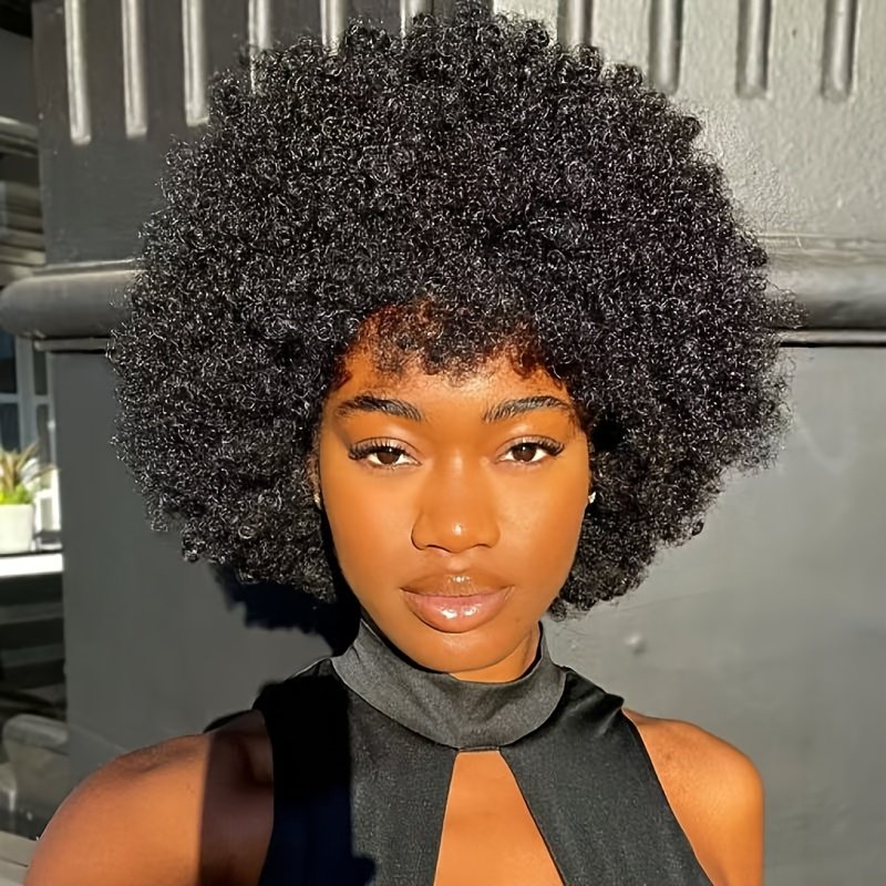 35.56cm Women'S Short Afro Kinky Curly Hair Black Wigs Afro Wig Large Bouncy And Soft Looking Premium Synthetic Wig Blended Hair Wigs for Women for Cosplay Parties Business, Music Festival, Mother'S Day