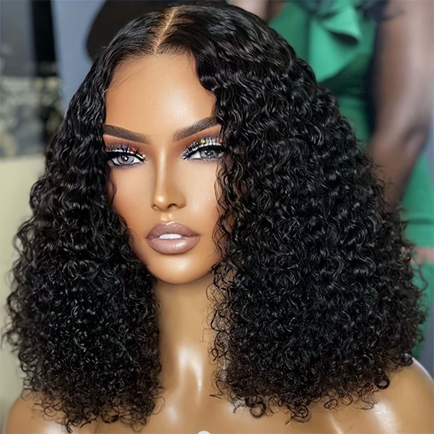 4×4 Water Wave Bob Wigs Brazilian Human Hair Wigs for Women Short Curly 4×4 Transparent Lace Closure Human Hair Wigs Pre-Plucked with Baby Hair 180% Density