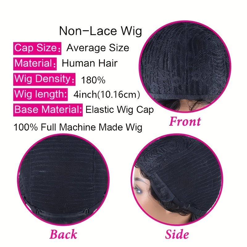Chic Pixie Cut Wig for Women - 180% Density Virgin Peruvian Remy Human Hair, Kinky Curly Afro Style, Glueless Full Wig with Natural Water Wave Ready to Wear And Leave Wig Suitable for The New Year - Image 28