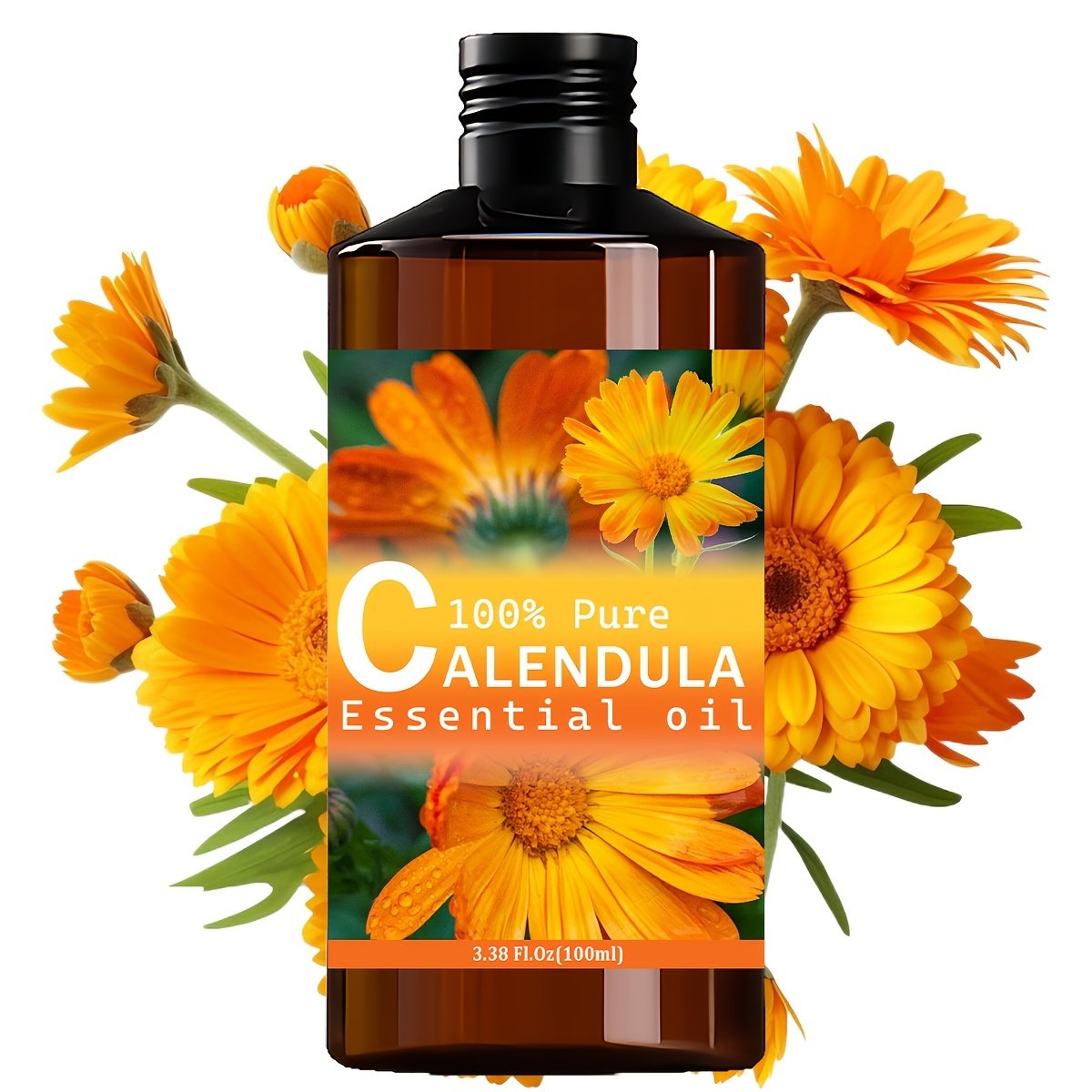 Calendula Essential Oil --100%, Premium Quality, Floral Aroma --Hydrating, Moisturizing, Nourishing Skin, Body Massage, Skin Massage --Used for Skin, Hair, Facial, Body Care --Suitable for Meditation, Bathing --100ml Body Massage Essential Oil