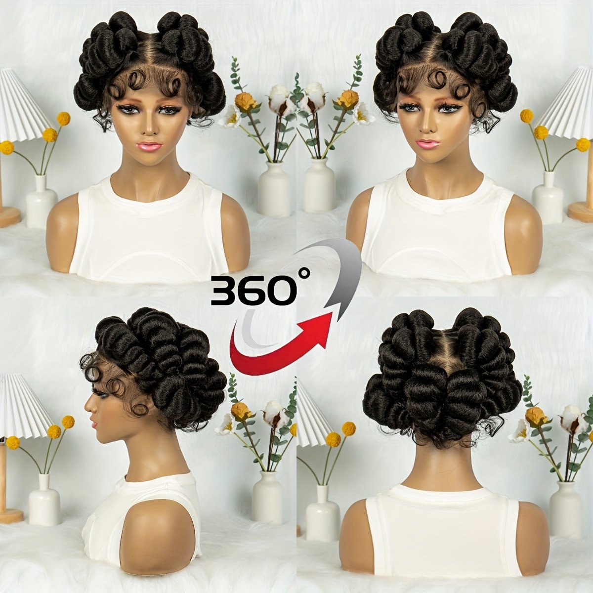 Elegant Full Lace Braid Wig for Women - 200% Density, Double-Layered, Short Style with Large Partition - Perfect for Daily Wear - Image 45