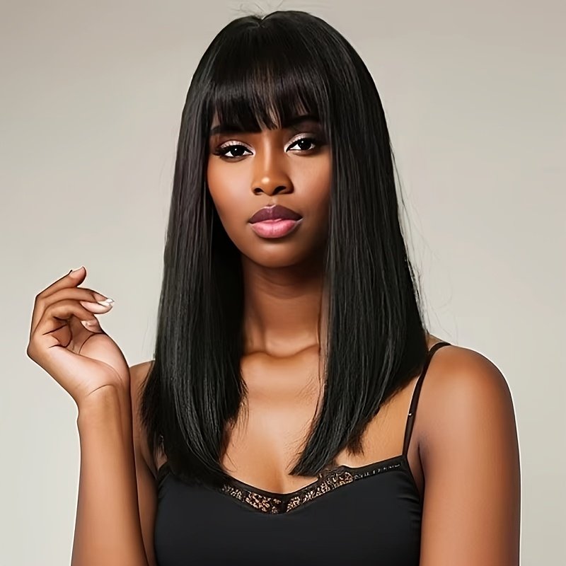 Short Bow-Shaped Wig for Women Made of High-Temperature Fiber, Featuring a Full Head of Medium-Length Korean-Style Hair. - Image 7