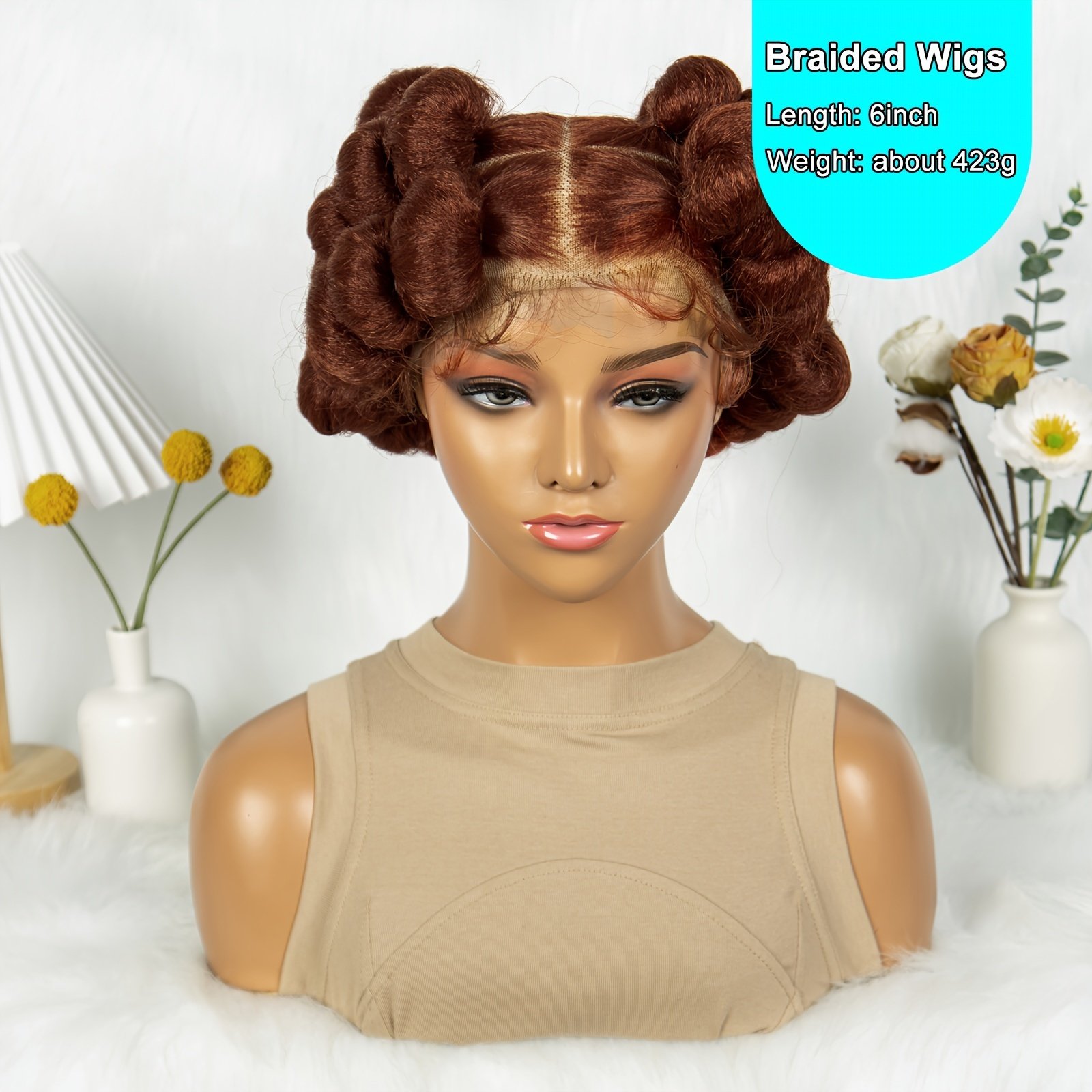 Elegant Full Lace Braid Wig for Women - 200% Density, Double-Layered, Short Style with Large Partition - Perfect for Daily Wear - Image 40