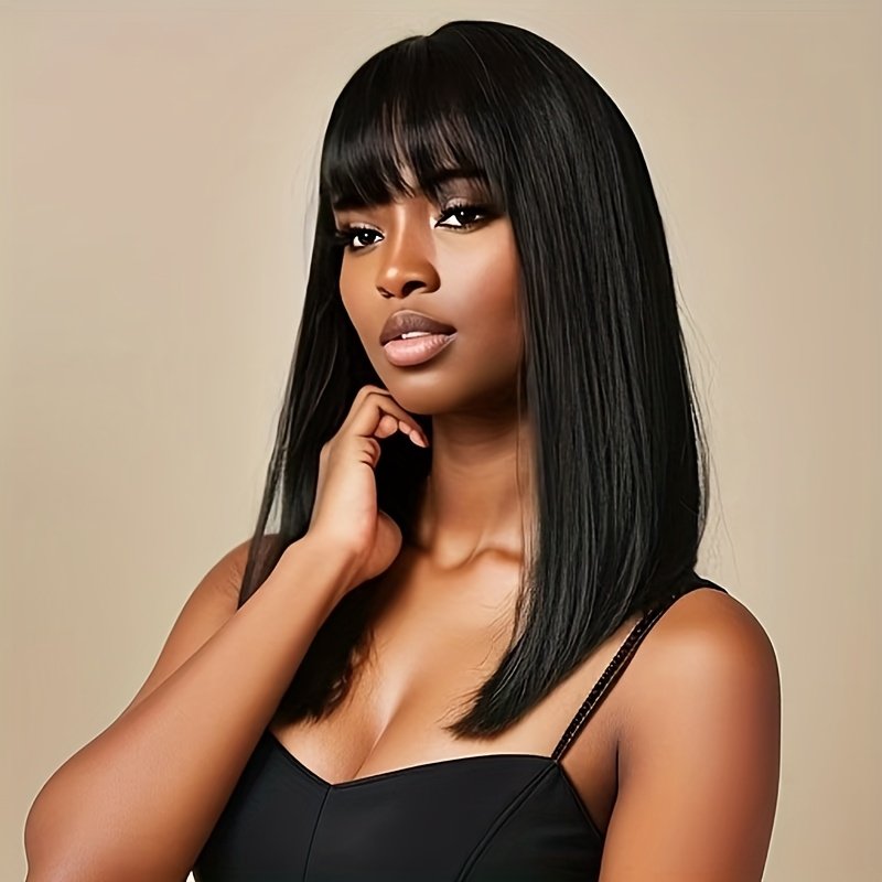 Short Bow-Shaped Wig for Women Made of High-Temperature Fiber, Featuring a Full Head of Medium-Length Korean-Style Hair. - Image 4
