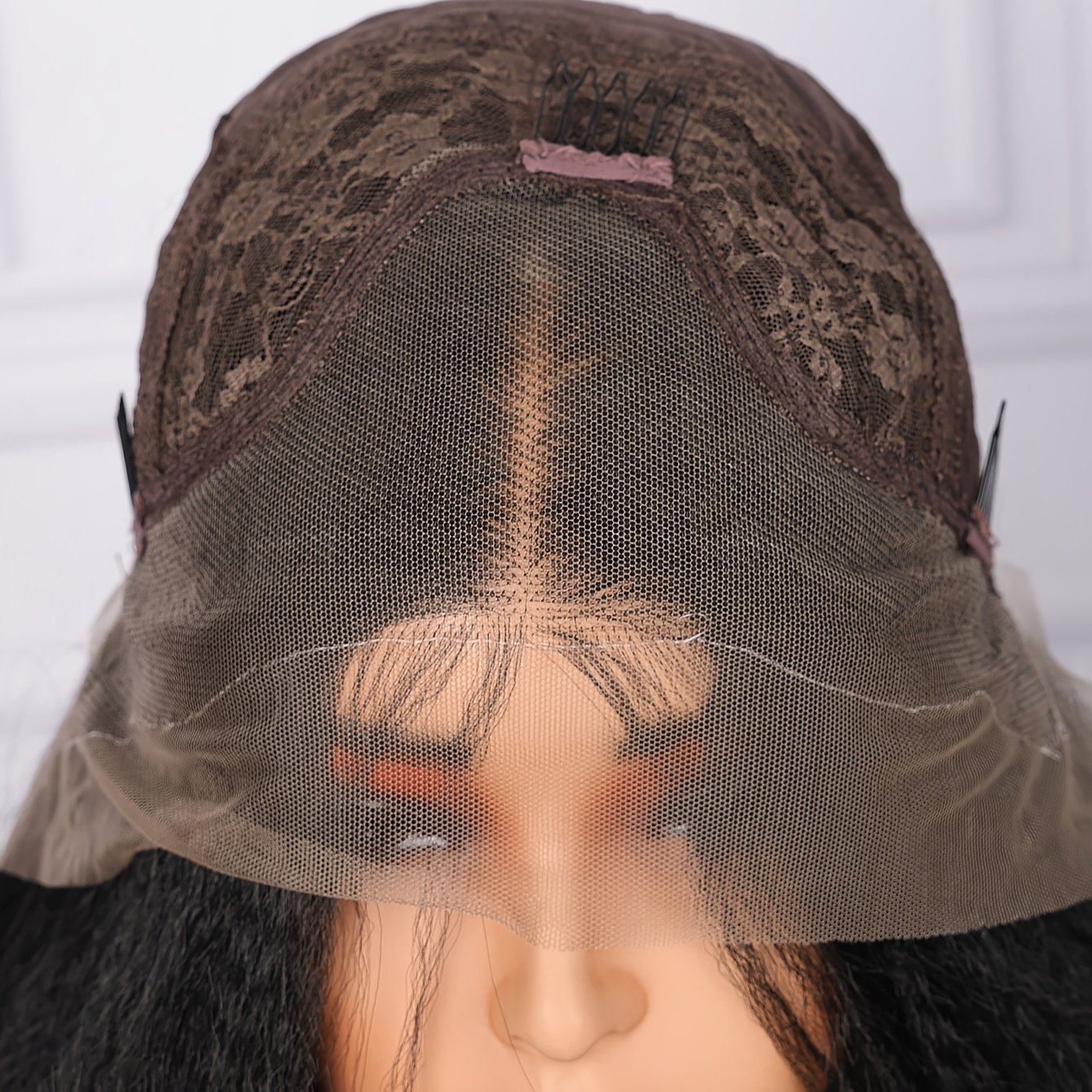 1pc Yaki Soft 180Density 76.2cm Long Black Kinky Straight 13*4*1 Lace Front Wig for Babyhair Glueless Daily Fashion Heat Resistant Preplucked - Image 9