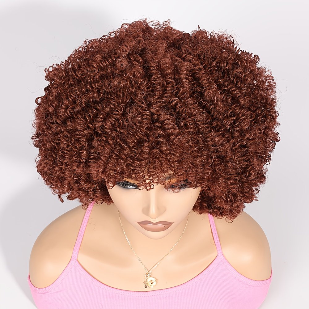 1pc Women's 9mm Curl Wig, Brown Wig, Natural and Versatile Cap-Style Wig, Full Head Wig - Image 18