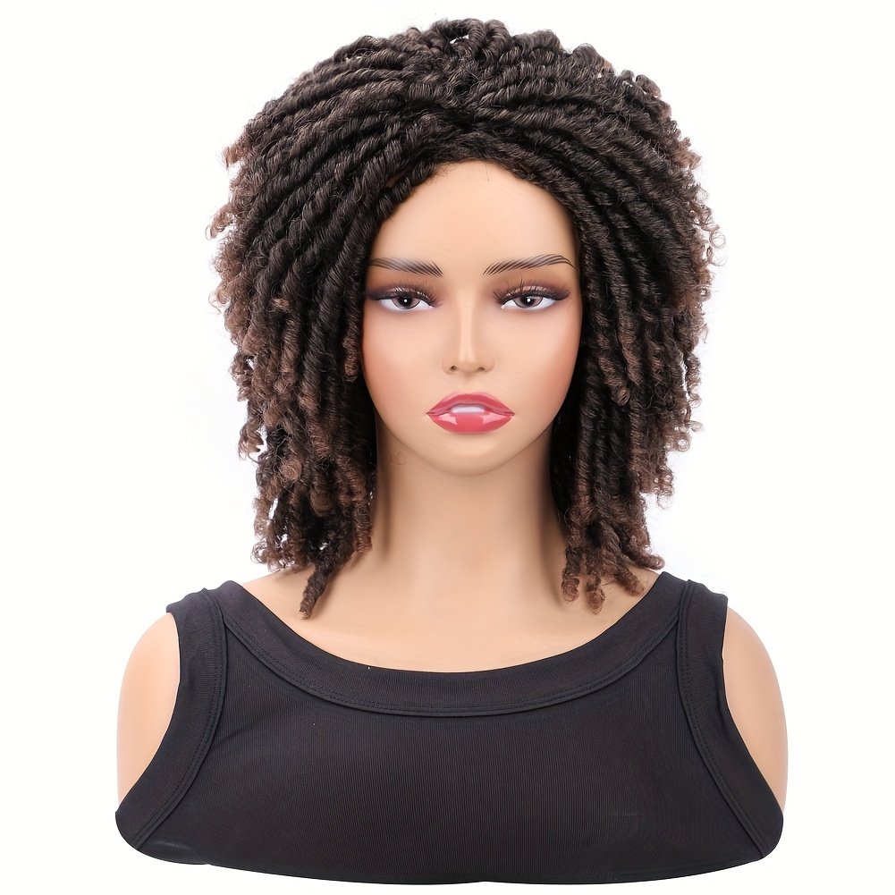 Dreadlock Wigs for Women Short Curly Big Afro Braided Wigs Faux Locs Twist Braiding Synthetic Wigs - Image 3