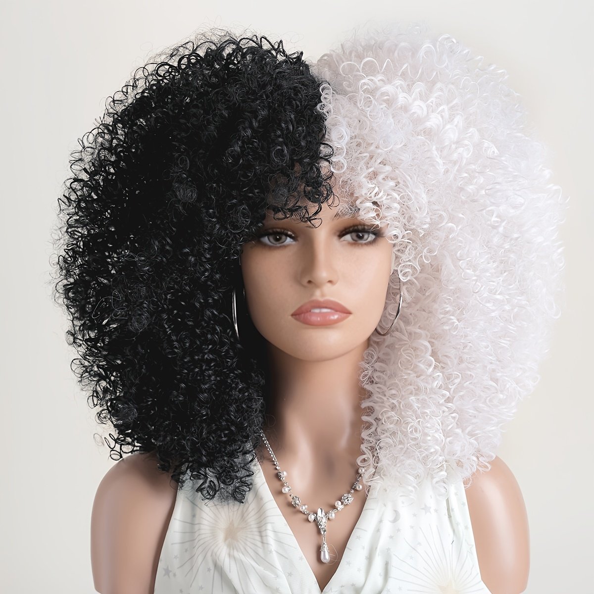 Women's Fashion Short Curly African Small Curl Black 40.64 cm Synthetic Fiber Hair Replacement Wig for Women Heat Resistant Fiber Wig Suitable for Daily Wear Halloween Christmas Carnival Wedding Dance - Image 8