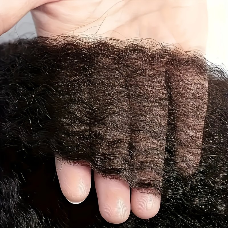 Wear & Go Glueless Wigs Yaki Kinky Straight Human Hair Pre Plucked Pre Cut 4x4 Lace Closure Wigs 180% Density Kinky Straight Glueless Wigs Human Hair for Women Natural Black - Image 16