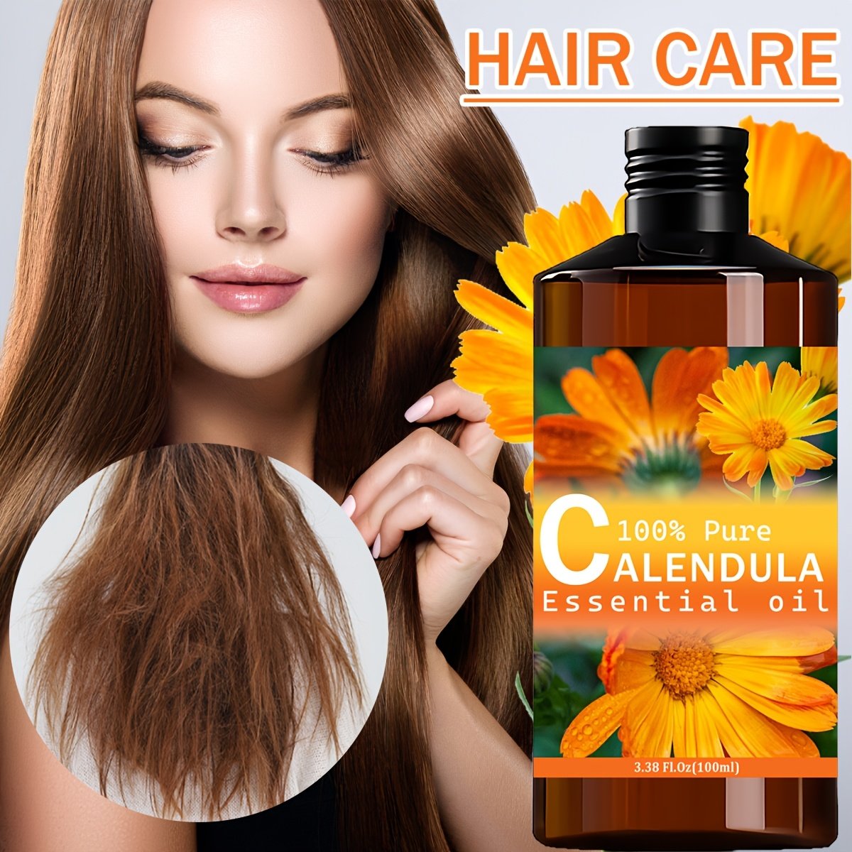 Calendula Essential Oil --100%, Premium Quality, Floral Aroma --Hydrating, Moisturizing, Nourishing Skin, Body Massage, Skin Massage --Used for Skin, Hair, Facial, Body Care --Suitable for Meditation, Bathing --100ml Body Massage Essential Oil - Image 6