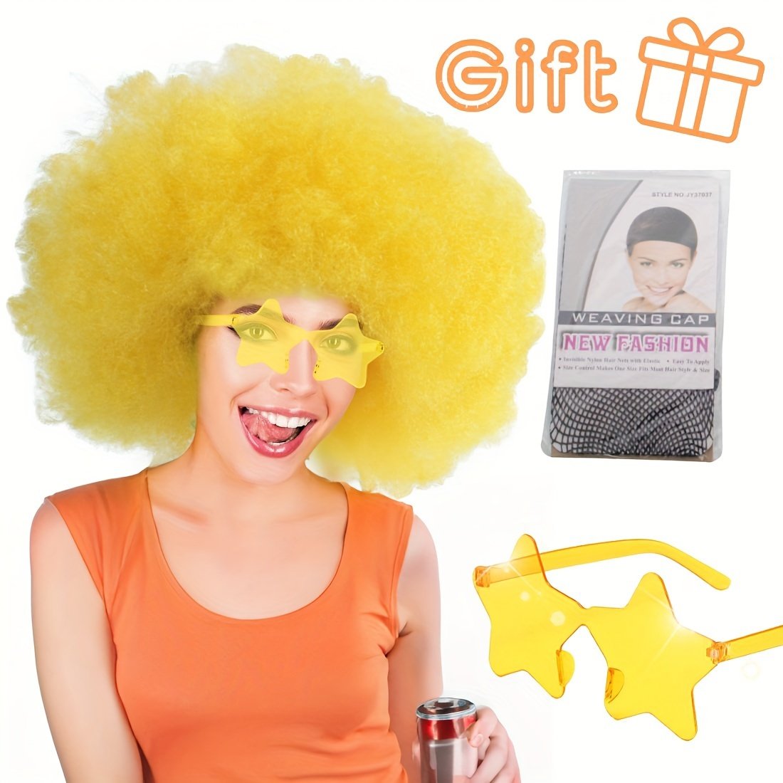 Discount Promotion on Colorful Curly Clown Wigs for Costume Parties, Complete with Funny Glasses And a Hairnet for Fans - Image 22
