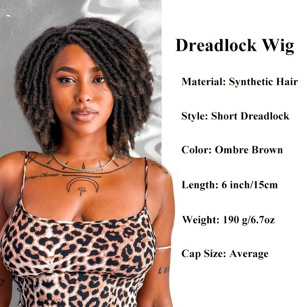 Dreadlock Wigs for Women Short Curly Big Afro Braided Wigs Faux Locs Twist Braiding Synthetic Wigs - Image 7