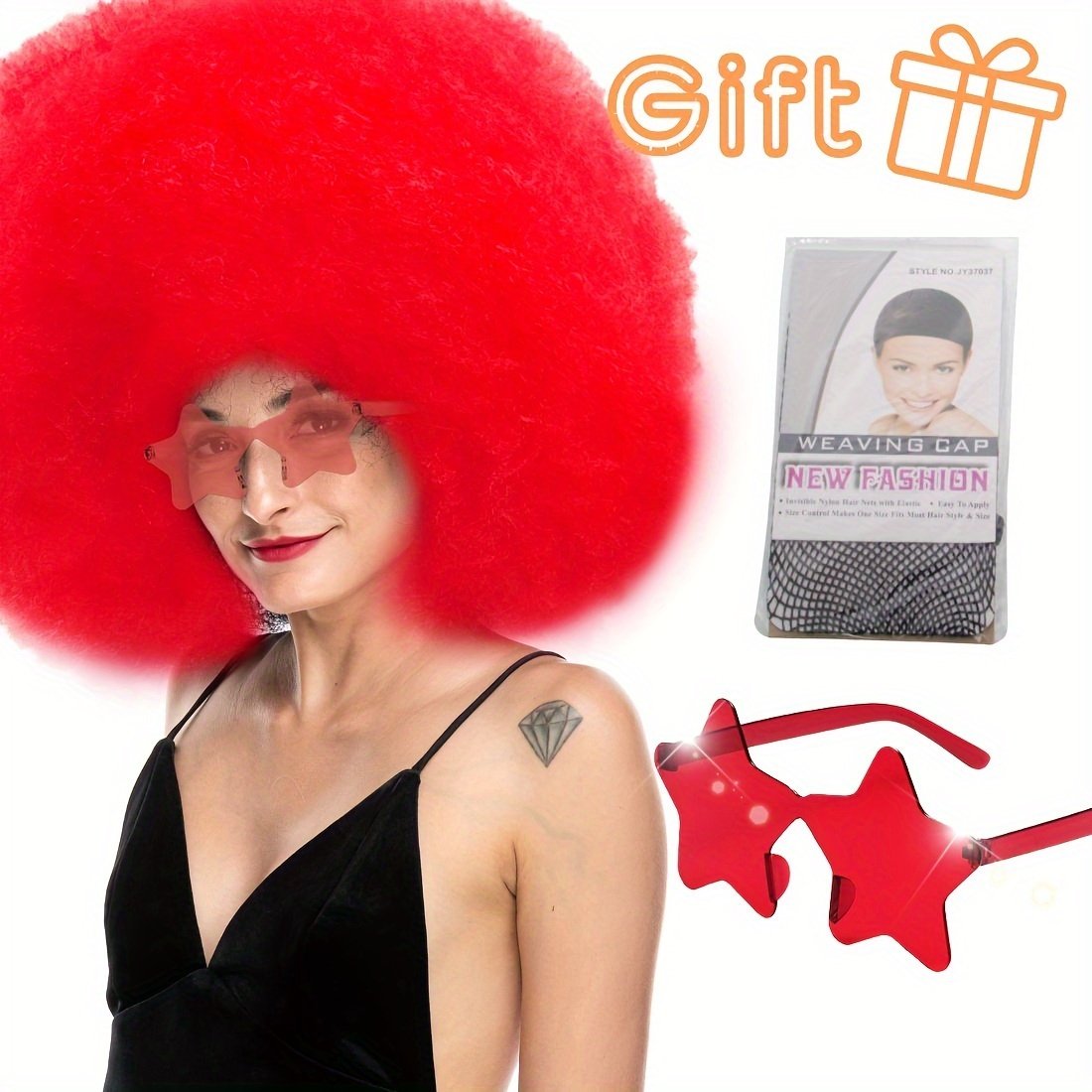 Discount Promotion on Colorful Curly Clown Wigs for Costume Parties, Complete with Funny Glasses And a Hairnet for Fans - Image 13