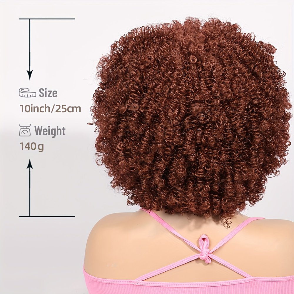 1pc Women's 9mm Curl Wig, Brown Wig, Natural and Versatile Cap-Style Wig, Full Head Wig - Image 2