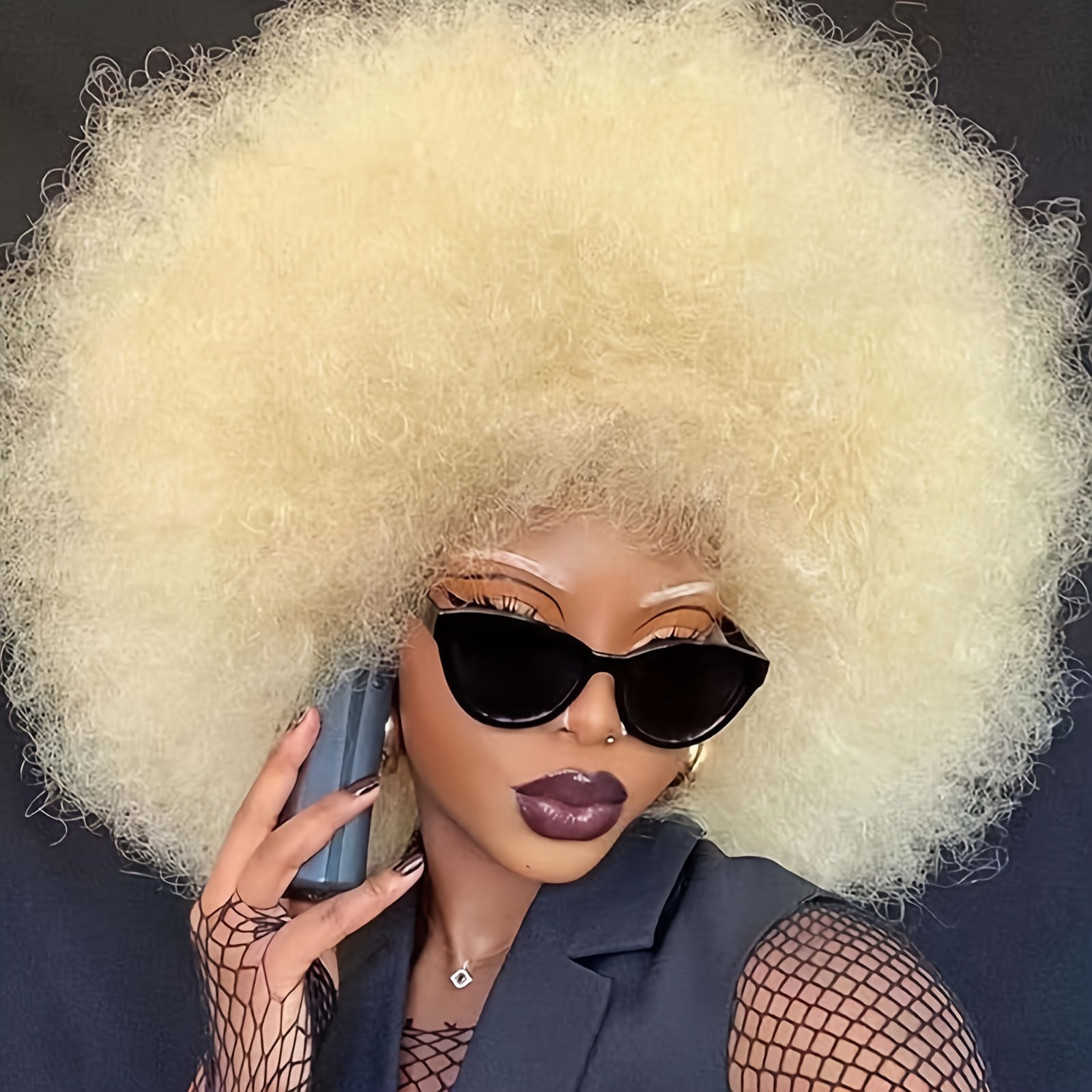 #613 Blonde Afro Curly Wigs for Women 70s Vintage Blonde Disco Funky Wig Unisex Short Fluffy Afro Wigs Party Cocplsay Halloween Wig