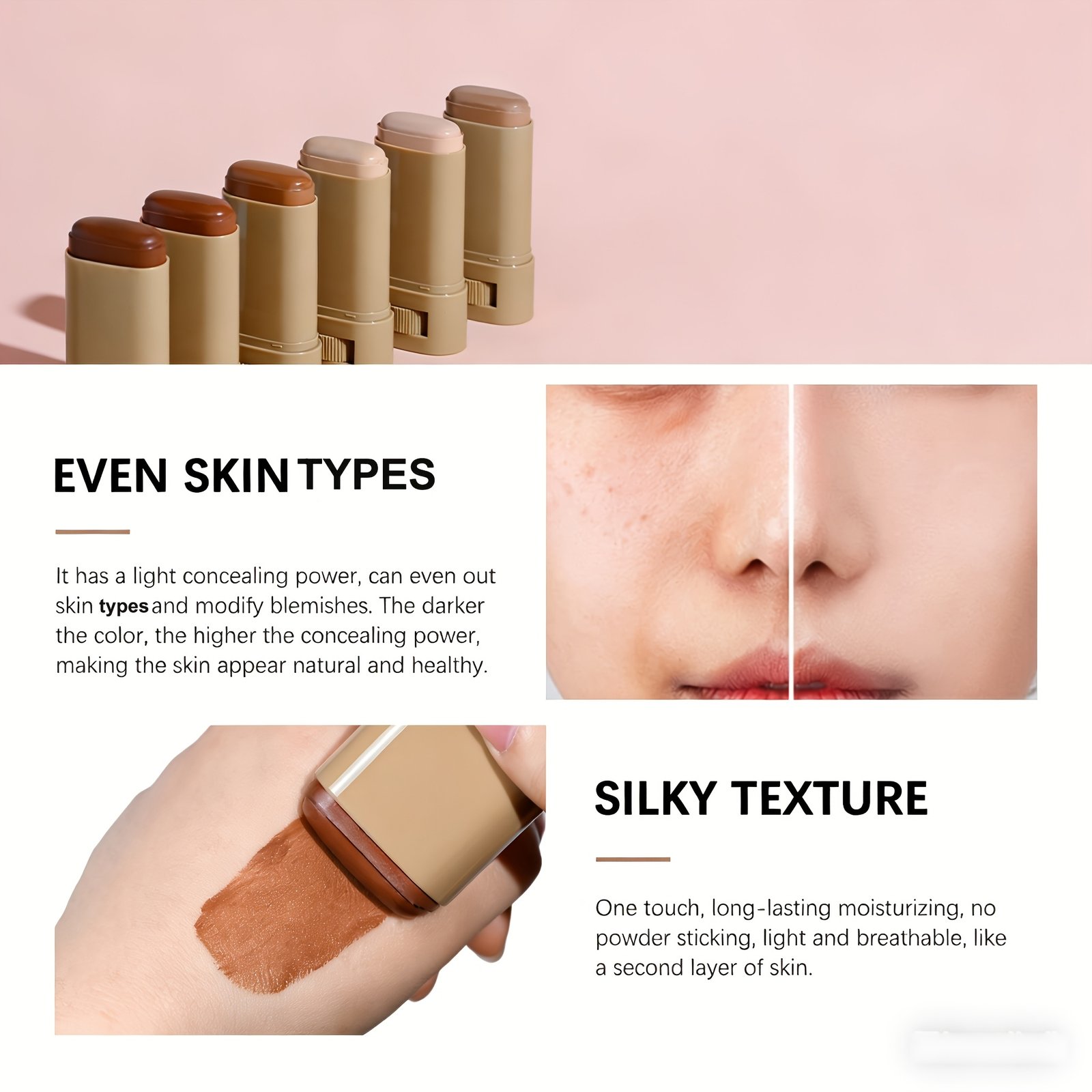SERUM BOOSTED SKIN TINT + Soft Makeup Puff, Stick Foundation, Spring/summer Foundation Cosmetics, Smooth Light Nude Bronze Color, Concealing Foundation, Waterproof Long-lasting, Nourishing Ingredients Hyaluronic Acid Nicotinamide, for All Makeup - Image 31