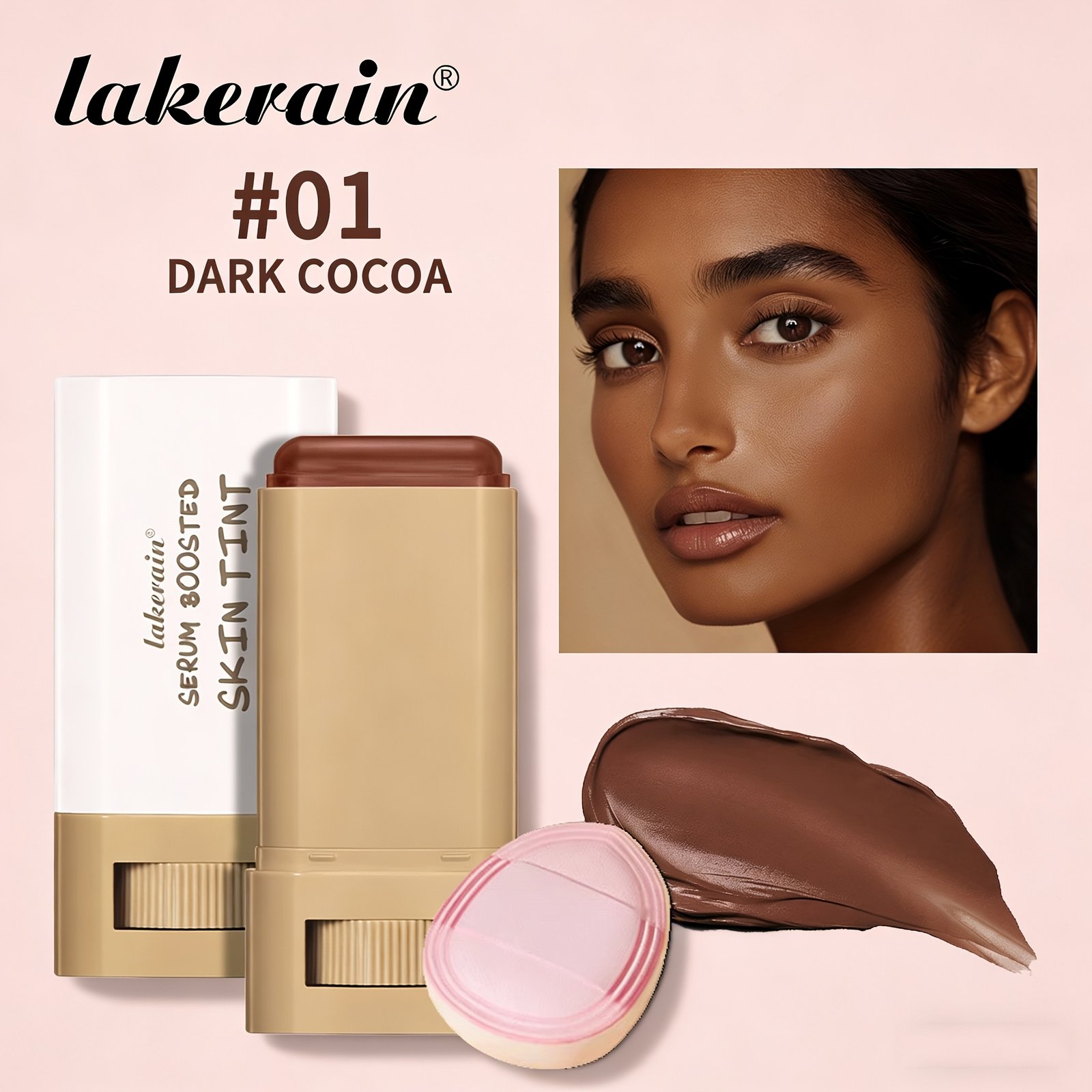 SERUM BOOSTED SKIN TINT + Soft Makeup Puff, Stick Foundation, Spring/summer Foundation Cosmetics, Smooth Light Nude Bronze Color, Concealing Foundation, Waterproof Long-lasting, Nourishing Ingredients Hyaluronic Acid Nicotinamide, for All Makeup - Image 17