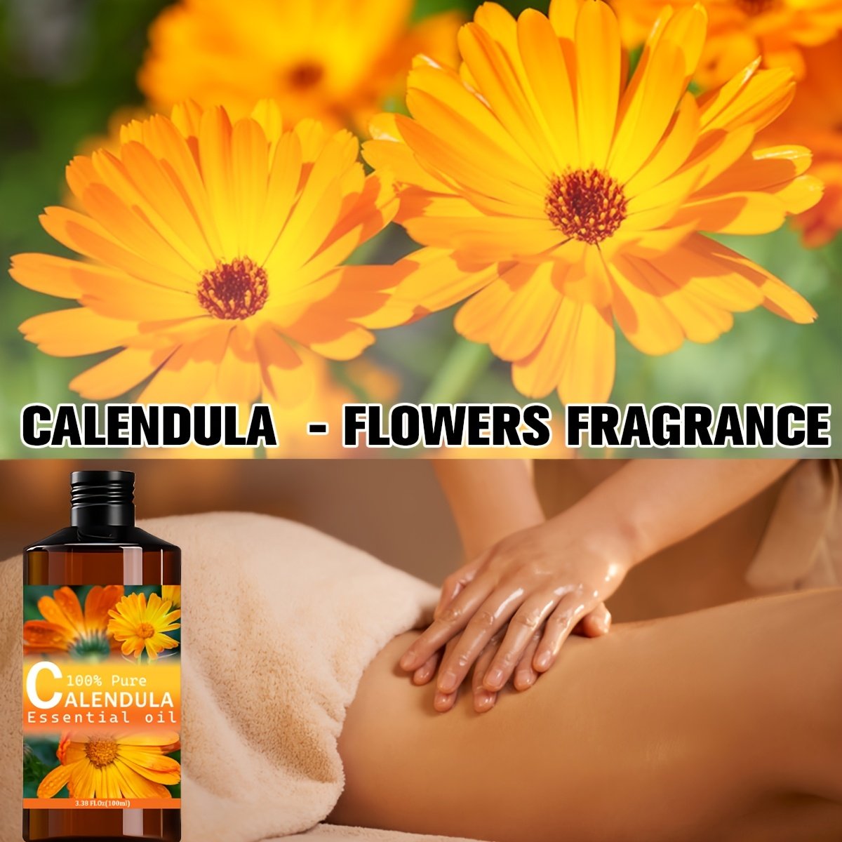 Calendula Essential Oil --100%, Premium Quality, Floral Aroma --Hydrating, Moisturizing, Nourishing Skin, Body Massage, Skin Massage --Used for Skin, Hair, Facial, Body Care --Suitable for Meditation, Bathing --100ml Body Massage Essential Oil - Image 10