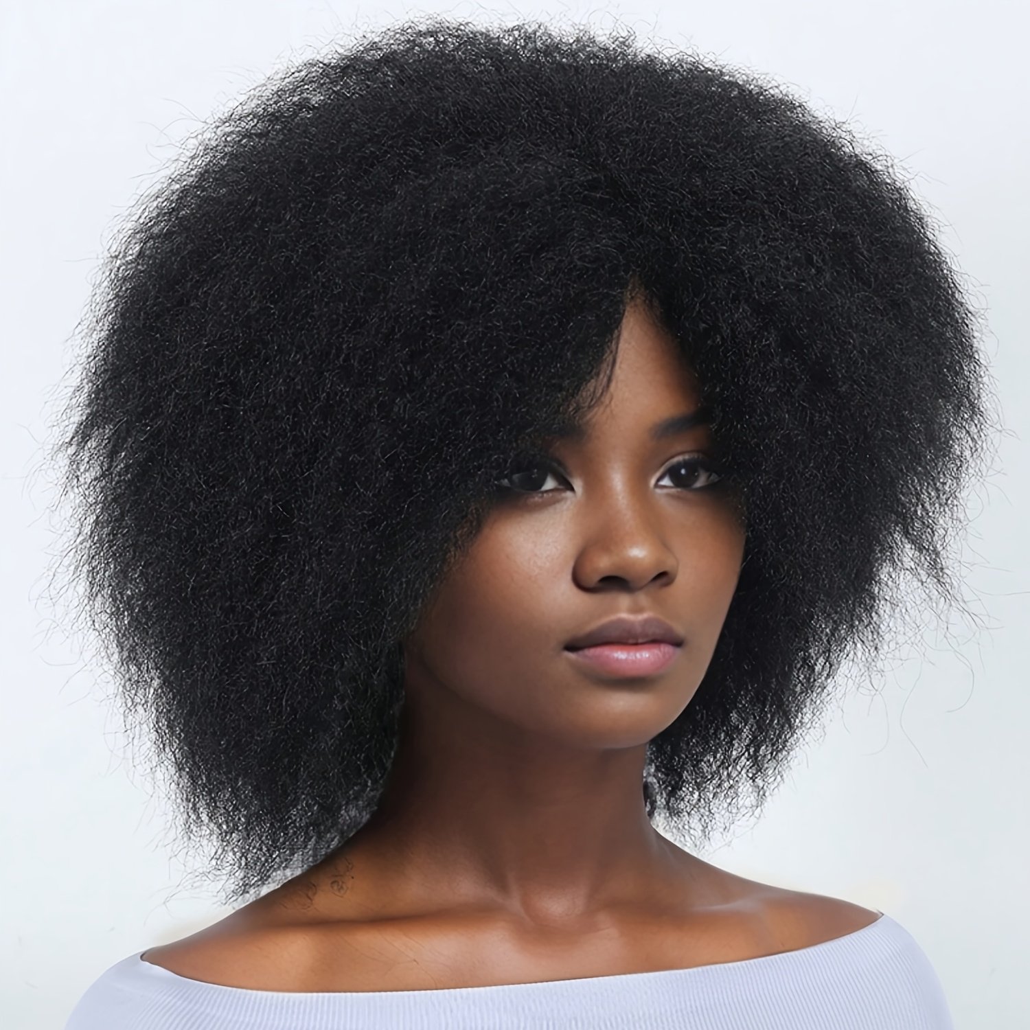 Short Fluffy Straight Synthetic Wig 25.4 cm Kinky Straight Wig Short Afro Hot Wigs Afro Kinky Wig | Synthetic Afro Wig | Kinky Curly Wig| Heat Resistant Wig | Fluffy Afro Curly Wigs | Natural Black Wigs | Afro Wigs for - Image 9