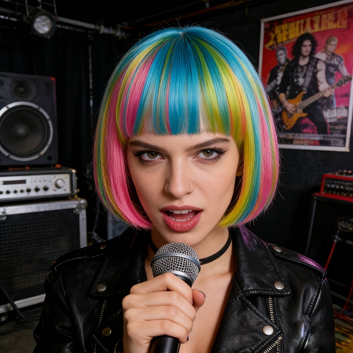 This Vibrant Bob Wig with Rainbow Colors Is Ideal for Graduation Celebrations, Photos, Themed Events, Parties, And Nightlife. Its Top Is Designed to Be Both Thin And Thick - Image 14
