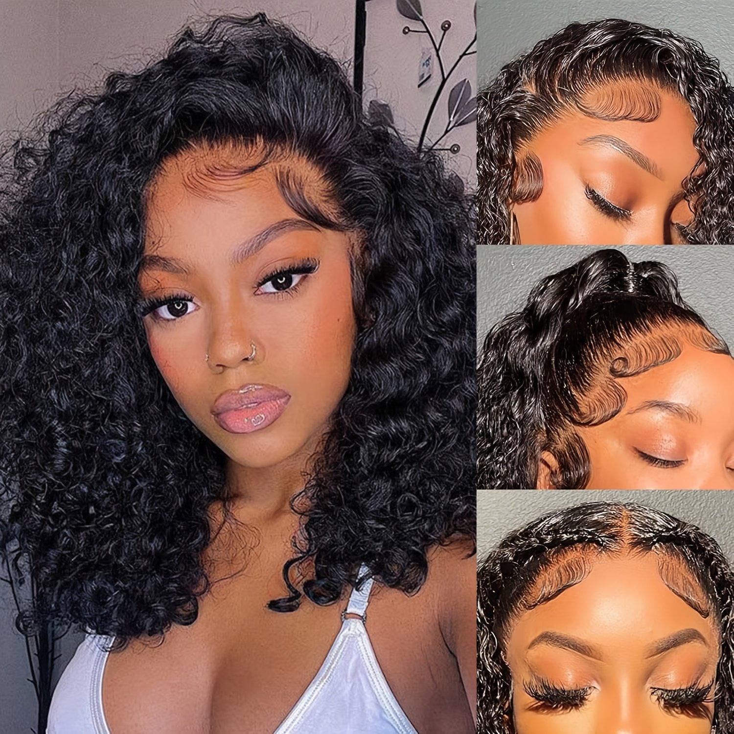 4×4 Water Wave Bob Wigs Brazilian Human Hair Wigs for Women Short Curly 4×4 Transparent Lace Closure Human Hair Wigs Pre-Plucked with Baby Hair 180% Density - Image 16