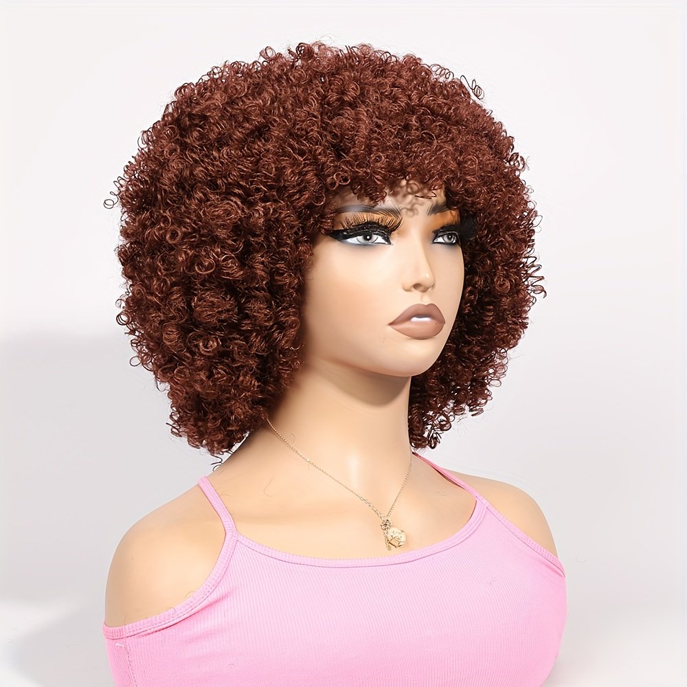 1pc Women's 9mm Curl Wig, Brown Wig, Natural and Versatile Cap-Style Wig, Full Head Wig - Image 11