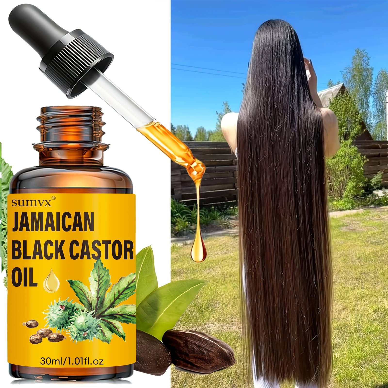 Castor Oil 30Ml/1.05 Fl Oz. with Ginger Oil, Rosemary, Biotin, Polygonum Multiflorum, And Batana Oil. Suitable for Hair And Eyebrows, Moisturizing And Smoothing. Ready to Use, No Rinsing Required - Image 15