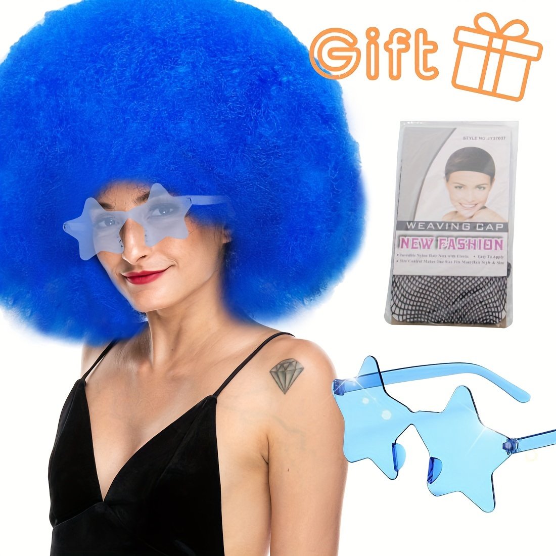 Discount Promotion on Colorful Curly Clown Wigs for Costume Parties, Complete with Funny Glasses And a Hairnet for Fans - Image 9