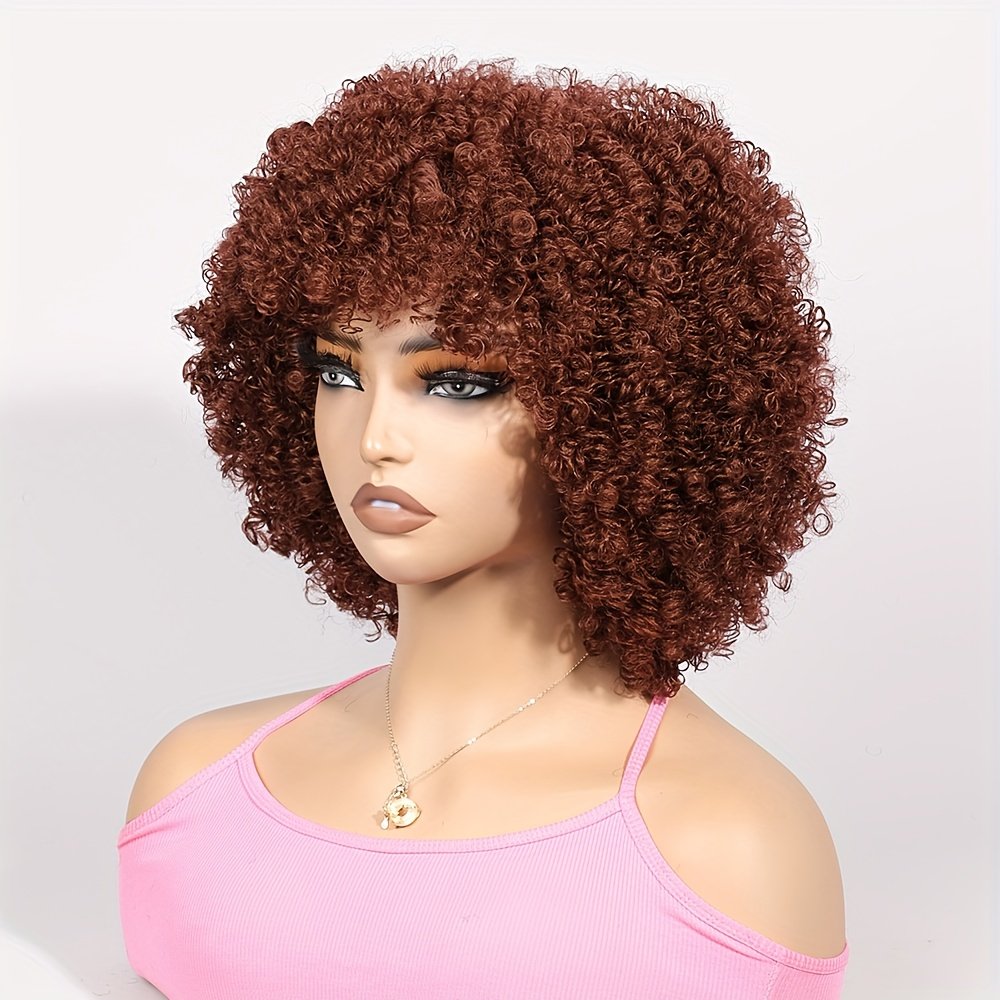 1pc Women's 9mm Curl Wig, Brown Wig, Natural and Versatile Cap-Style Wig, Full Head Wig - Image 17
