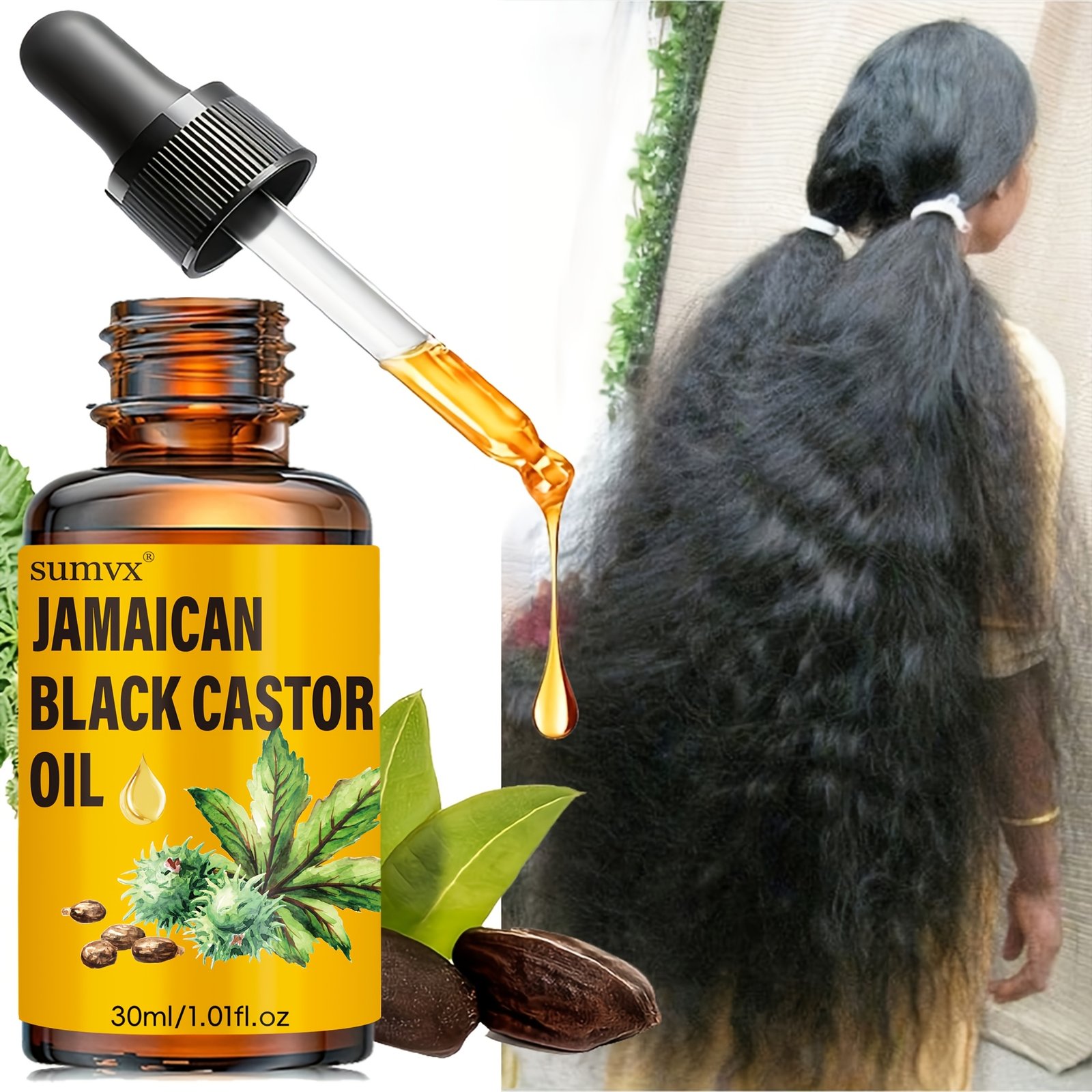 Castor Oil 30Ml/1.05 Fl Oz. with Ginger Oil, Rosemary, Biotin, Polygonum Multiflorum, And Batana Oil. Suitable for Hair And Eyebrows, Moisturizing And Smoothing. Ready to Use, No Rinsing Required - Image 2