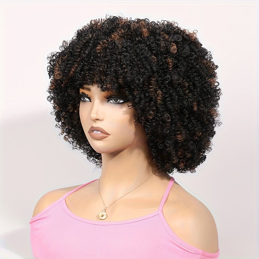 1pc Women's 9mm Curl Wig, Black Brown Wig, Natural Versatile Cap-Style Wig, Full Head Wig - Image 13