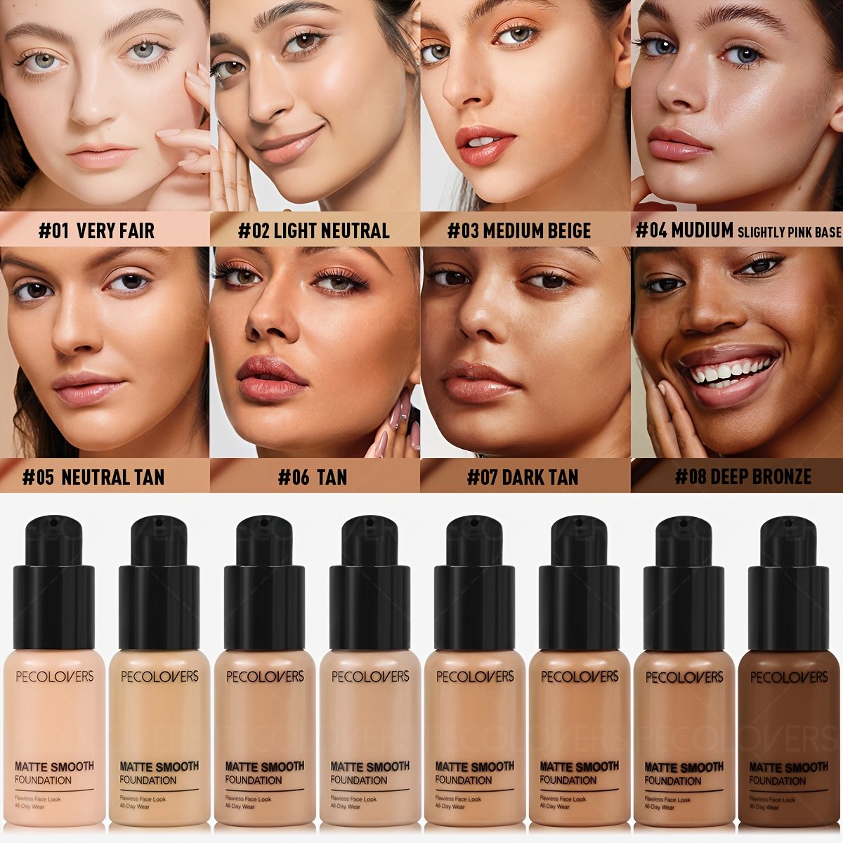 1pc Pro Flawless Liquid Foundation - Full Coverage, Waterproof, Long-Lasting Concealer- Suitable for Daily Use - Image 50