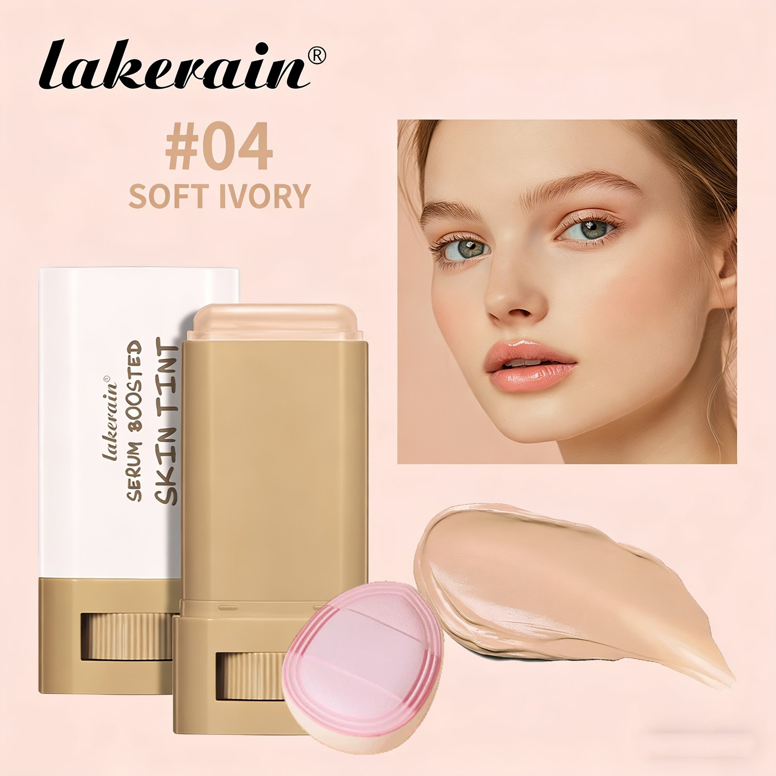 SERUM BOOSTED SKIN TINT + Soft Makeup Puff, Stick Foundation, Spring/summer Foundation Cosmetics, Smooth Light Nude Bronze Color, Concealing Foundation, Waterproof Long-lasting, Nourishing Ingredients Hyaluronic Acid Nicotinamide, for All Makeup - Image 36