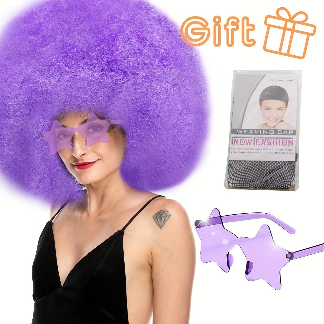 Discount Promotion on Colorful Curly Clown Wigs for Costume Parties, Complete with Funny Glasses And a Hairnet for Fans - Image 17