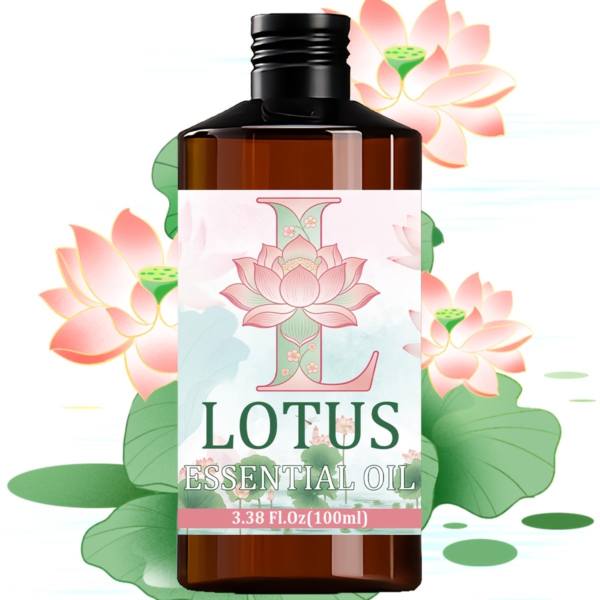 for Lotus Essential Oil --100% Pure, High-quality, Floral Fragrance --Hydrating, Moisturizing, Nourishing the Skin --Used for Skin, Hair, Face, Body Care --Suitable for Meditation, Bathing --100ml, Multi-purpose, for Lotus Body Massage Essential Oil