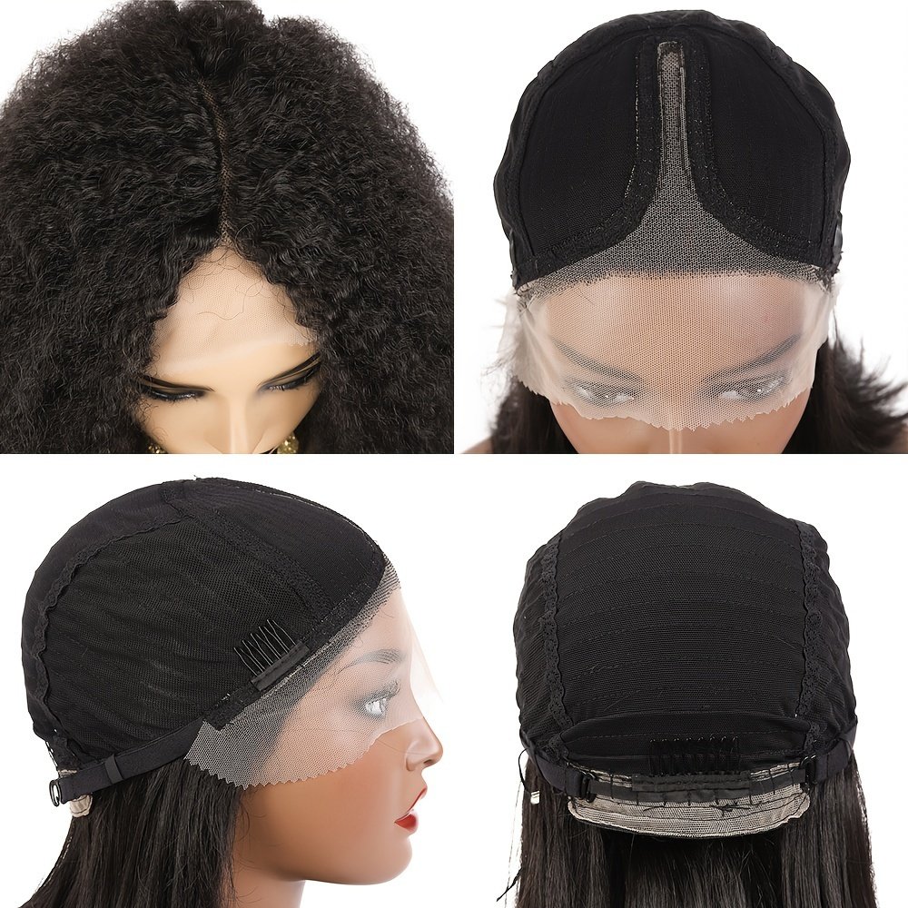 Afro Curly Lace Front Wig Synthetic Copper Red T-Part 50.80cm Curly Straight Curly Hair with Pre-Plucked Hairline Transparent Swiss Lace Burned Texture Ginger Wig for Women