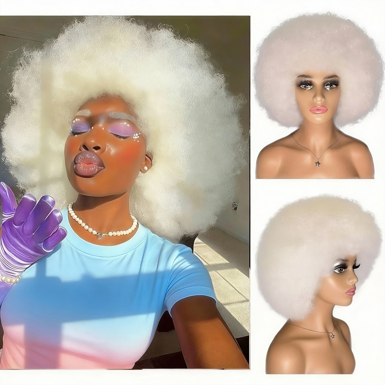 Large Short Afro Wig with Big, Soft, And Bouncy Puffy Curls, Perfect for Everyday Wear Without Glue - Image 9