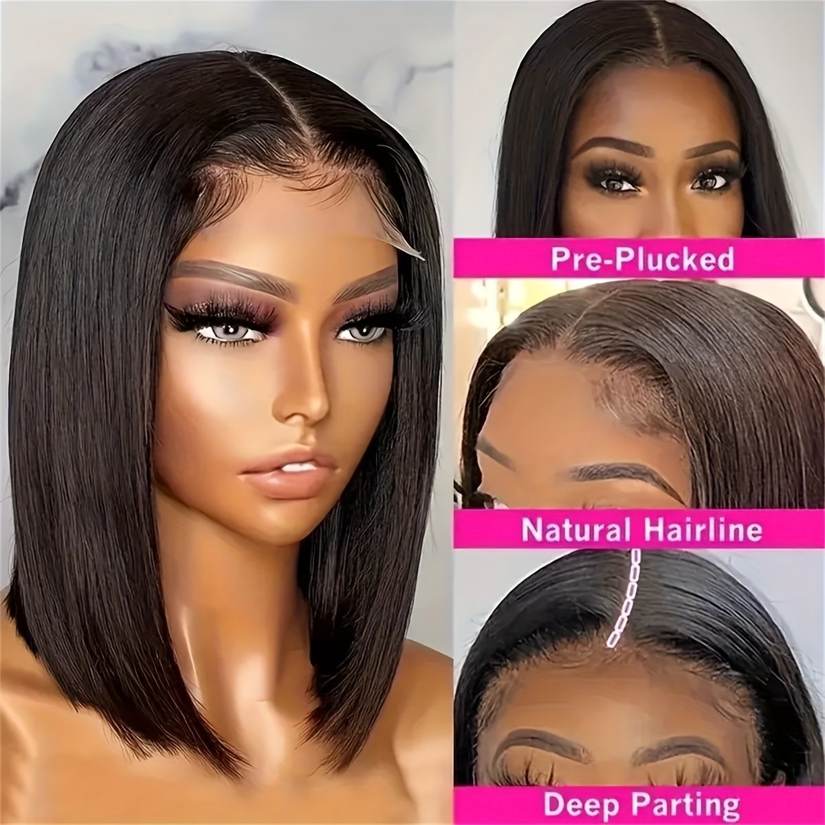 13X4 Bob Wig Bone Straight Bob Wig Lace Front Human Hair Wigs For Women Transparent Lace Frontal Wig Natural Wig Human Hair - Image 6