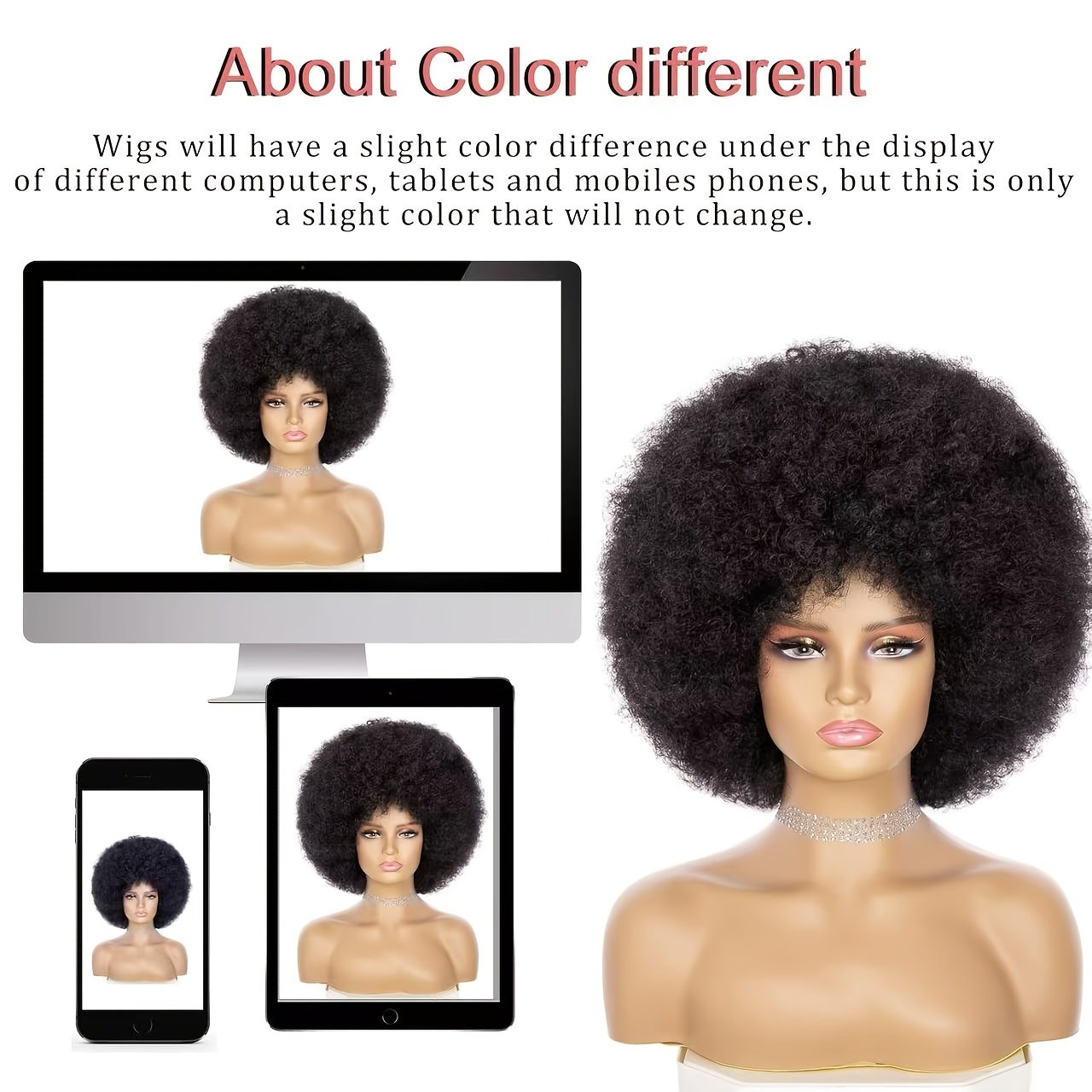 35.56cm Women'S Short Afro Kinky Curly Hair Black Wigs Afro Wig Large Bouncy And Soft Looking Premium Synthetic Wig Blended Hair Wigs for Women for Cosplay Parties Business, Music Festival, Mother'S Day - Image 5