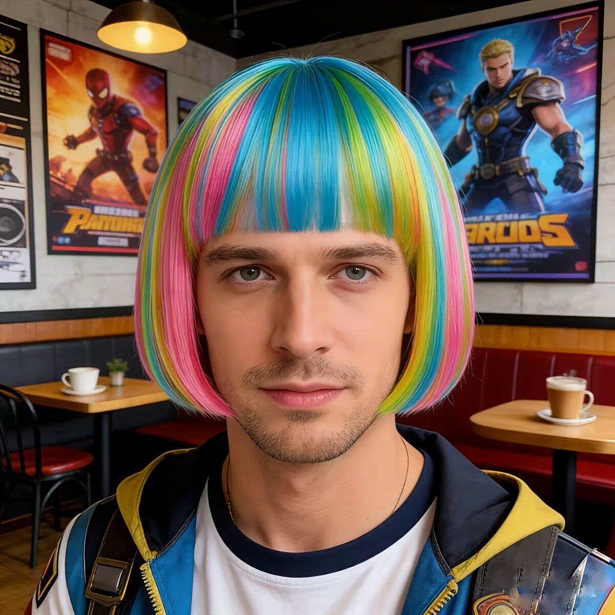 This Vibrant Bob Wig with Rainbow Colors Is Ideal for Graduation Celebrations, Photos, Themed Events, Parties, And Nightlife. Its Top Is Designed to Be Both Thin And Thick - Image 24