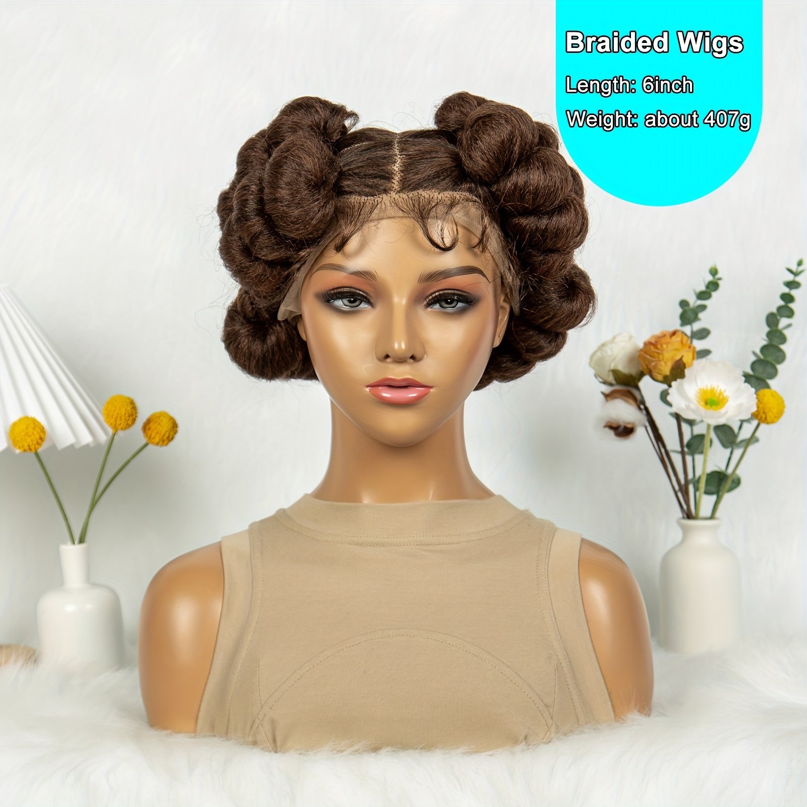 Elegant Full Lace Braid Wig for Women - 200% Density, Double-Layered, Short Style with Large Partition - Perfect for Daily Wear - Image 30