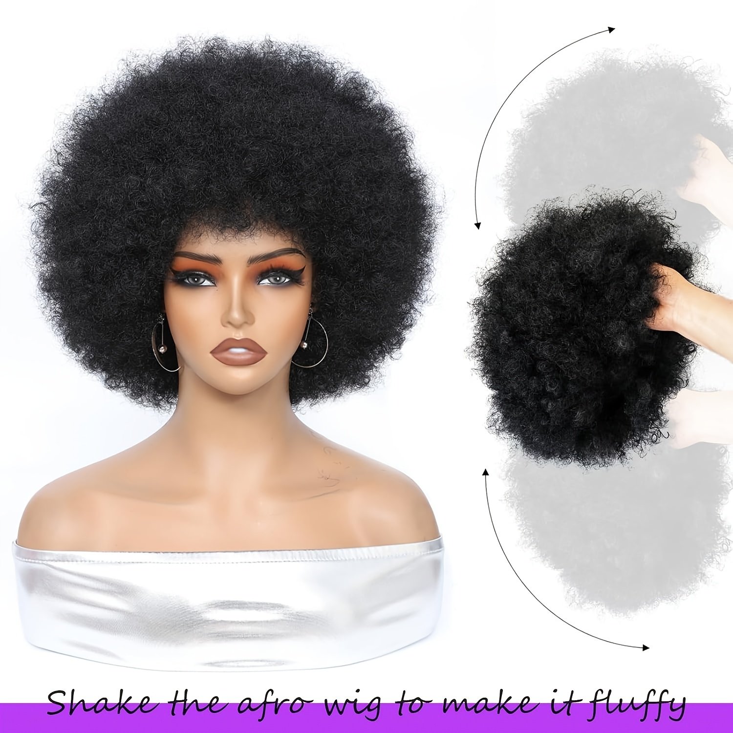 35.56cm Women'S Short Afro Kinky Curly Hair Black Wigs Afro Wig Large Bouncy And Soft Looking Premium Synthetic Wig Blended Hair Wigs for Women for Cosplay Parties Business, Music Festival, Mother'S Day - Image 6