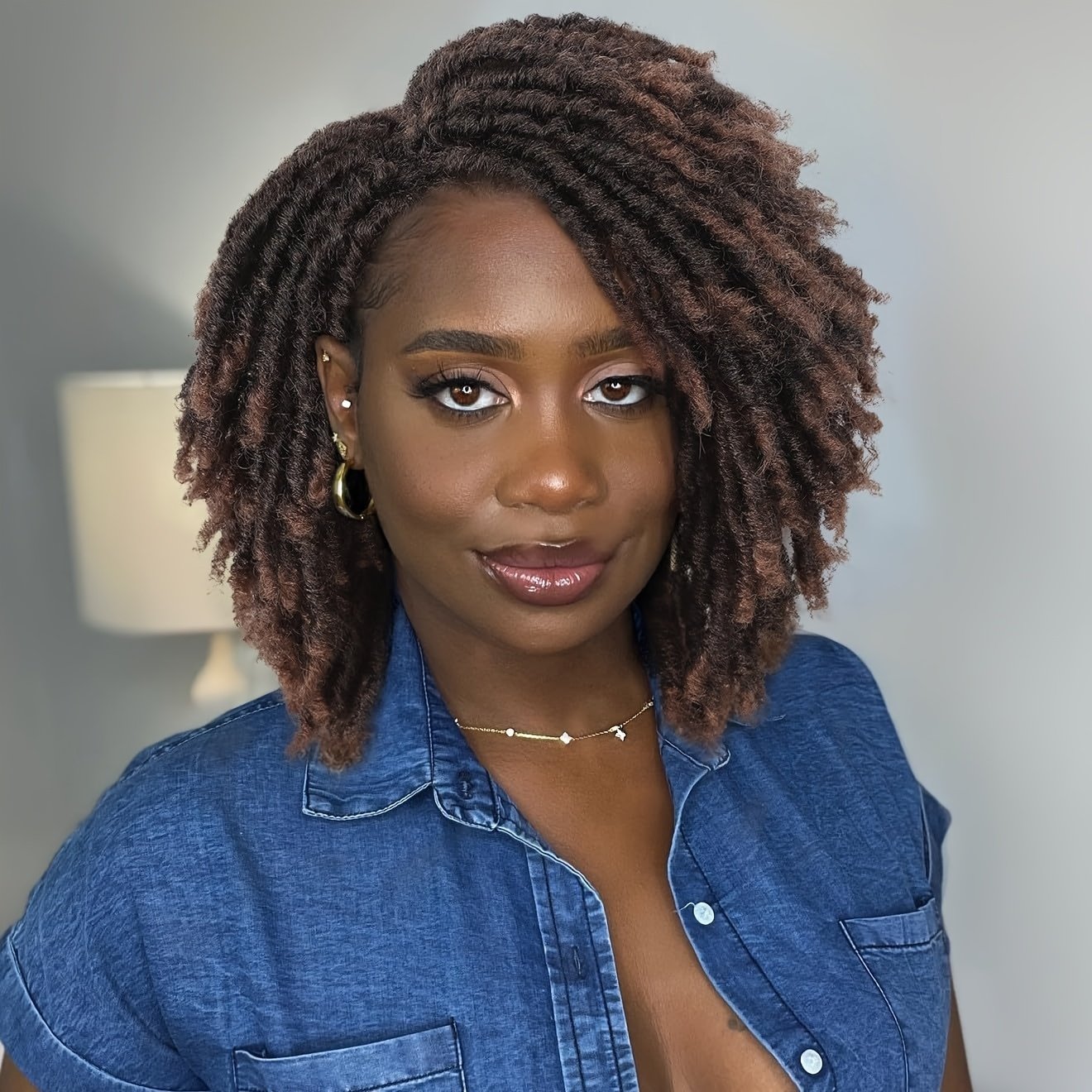 Dreadlock Wigs for Women Short Curly Big Afro Braided Wigs Faux Locs Twist Braiding Synthetic Wigs - Image 11