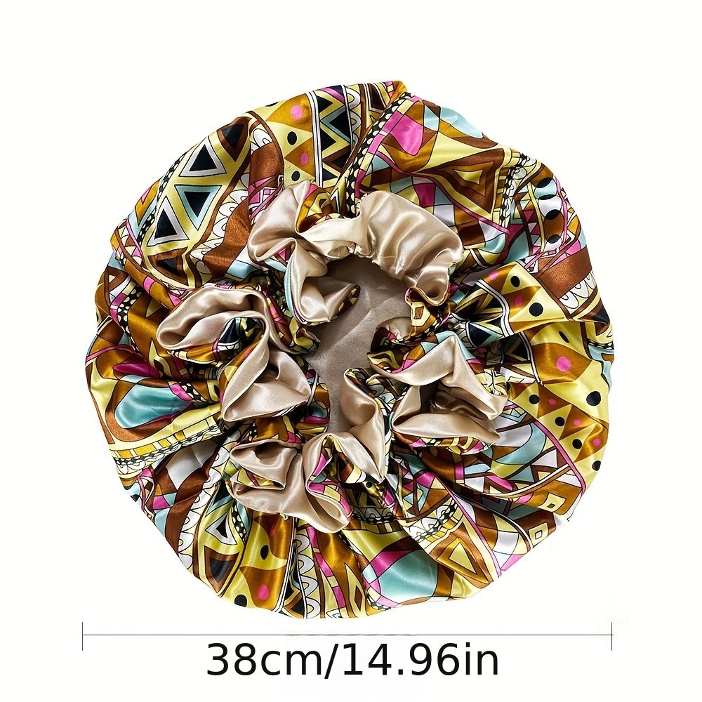 Women Satin Bonnet Cap Double Layer Y Big Bonnet for Lady Printing Sleep Cap Head Wrap - Image 30