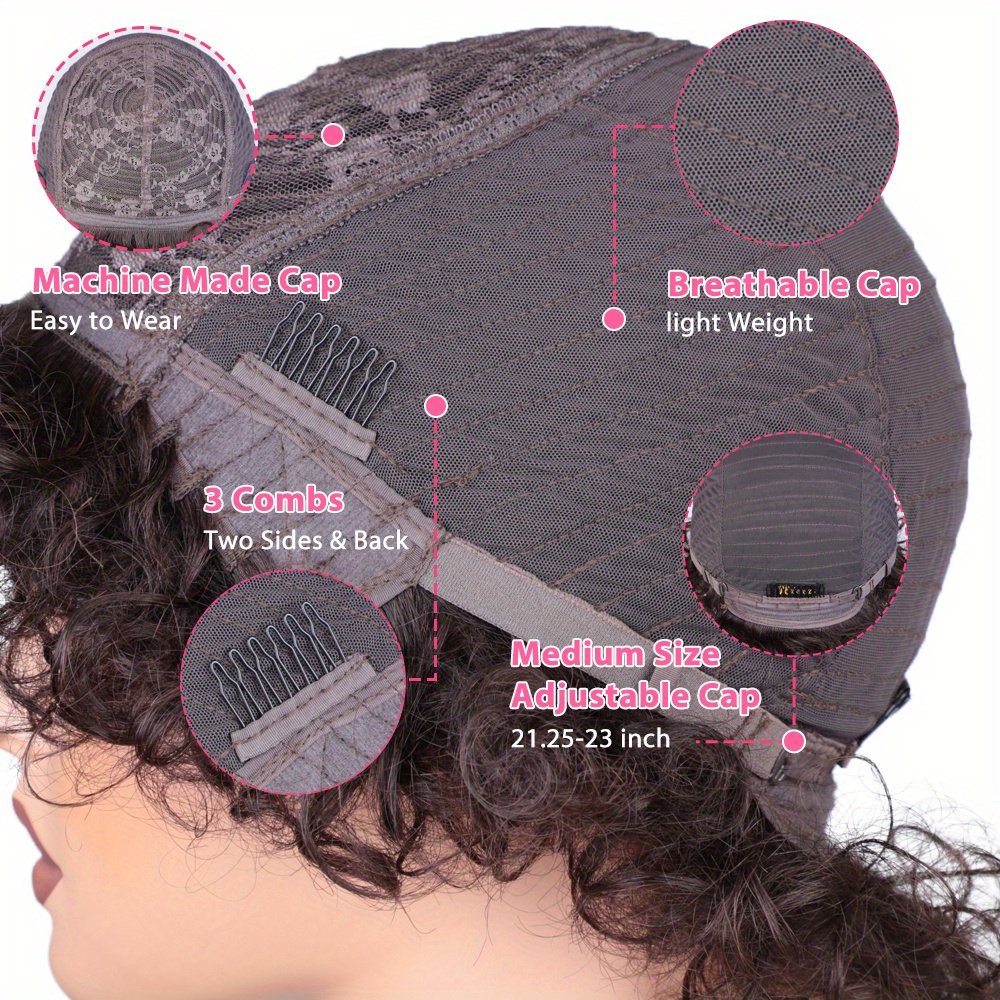 FASHION IDOL Brazilian Remy Human Hair Wig Suitable for Women & Men - Glueless Afro Kinky Curly Pixie Cut with Bangs, 130% Density Machine-Made Hairpiece, Look for Dreadlock Styles & Daily Wear (No Glue Application) - Image 44