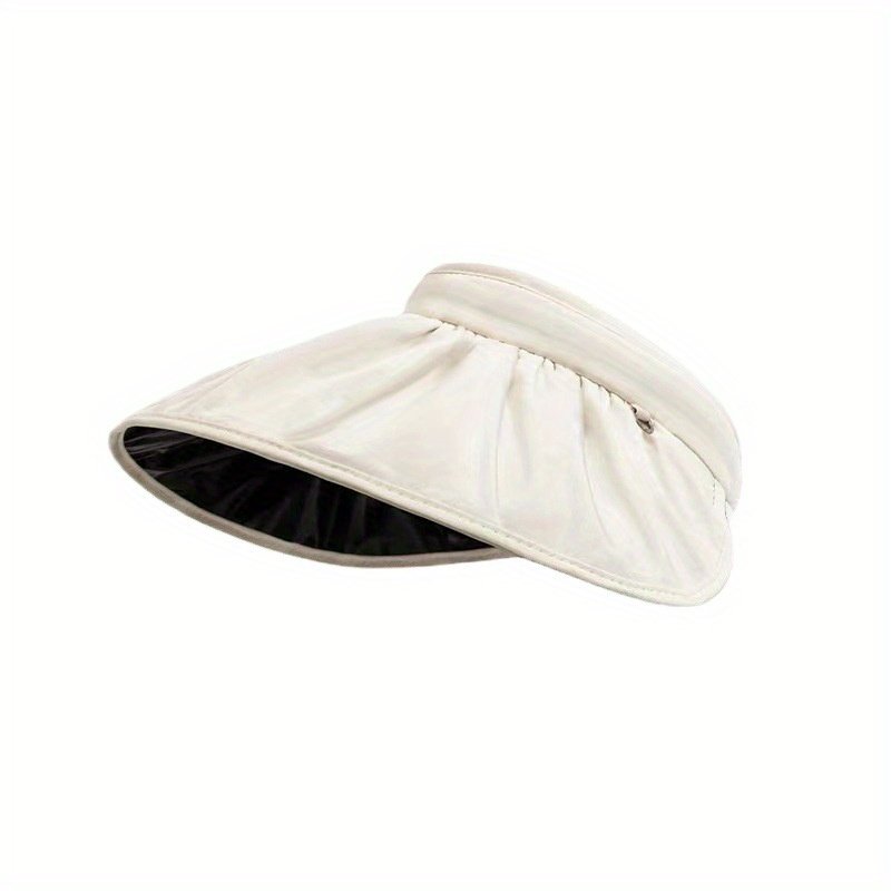 Headband Shell Hat, Sun Hat with Open Top for Women, Summer Sun Visor with Wide Brim, Shell-Shaped Hat for Cycling and Outdoor Activities, Foldable Black Vinyl Sun Hat, Black Vinyl Bucket Hat, Beach Hat - Image 14