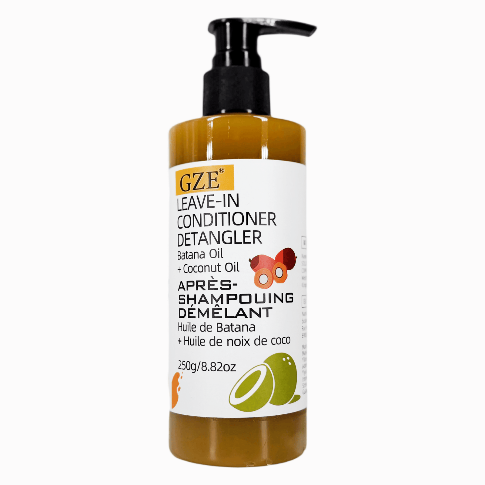 GZE Leave in Conditioner, Hair Detangler with Batana Oil And Coconut Oil, Anti Frizz, Adds Shine & Softness, Nourishing & Smoothing, Moisturizes Dry Hair, Lightweight Formula, for All Hair Types, 250G - Image 7