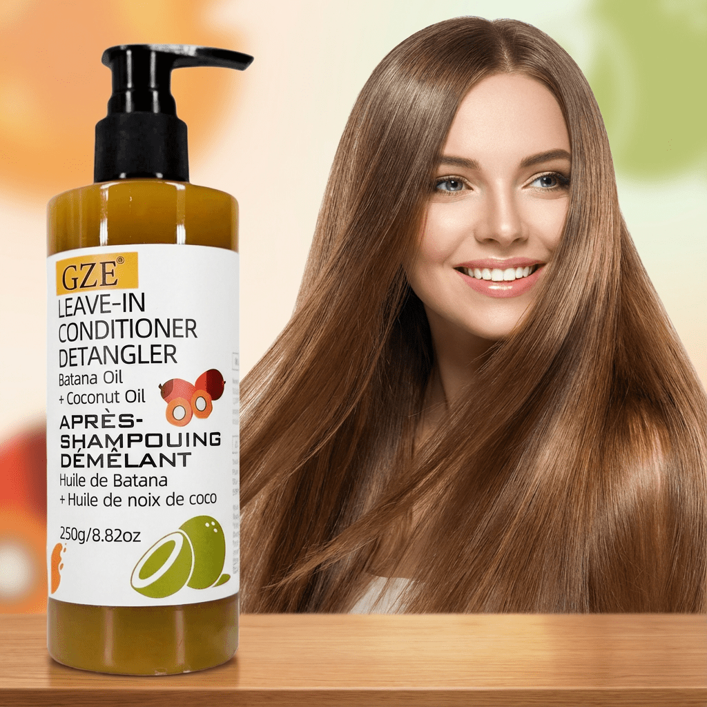 GZE Leave in Conditioner, Hair Detangler with Batana Oil And Coconut Oil, Anti Frizz, Adds Shine & Softness, Nourishing & Smoothing, Moisturizes Dry Hair, Lightweight Formula, for All Hair Types, 250G - Image 2
