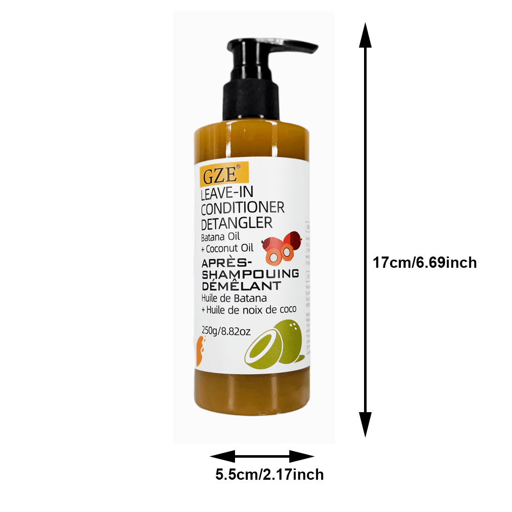 GZE Leave in Conditioner, Hair Detangler with Batana Oil And Coconut Oil, Anti Frizz, Adds Shine & Softness, Nourishing & Smoothing, Moisturizes Dry Hair, Lightweight Formula, for All Hair Types, 250G - Image 5